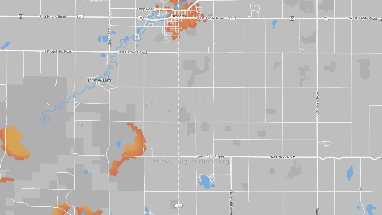 Bike Grade map of Dayton Center, MI