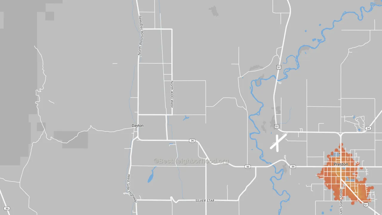 Bike Grade map of Dayton, ID