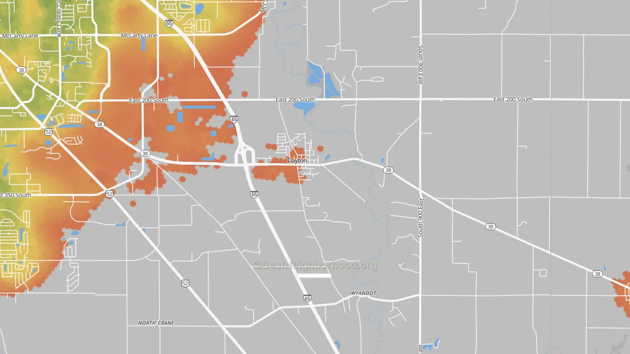 Bike Grade map of Dayton, IN
