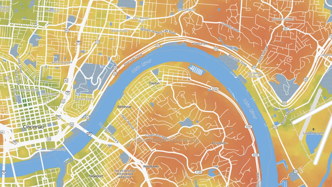 Bike Grade map of Dayton, KY