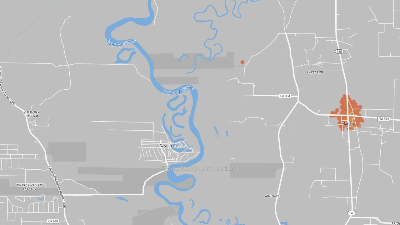 Bike Grade map of Dayton Lakes, TX
