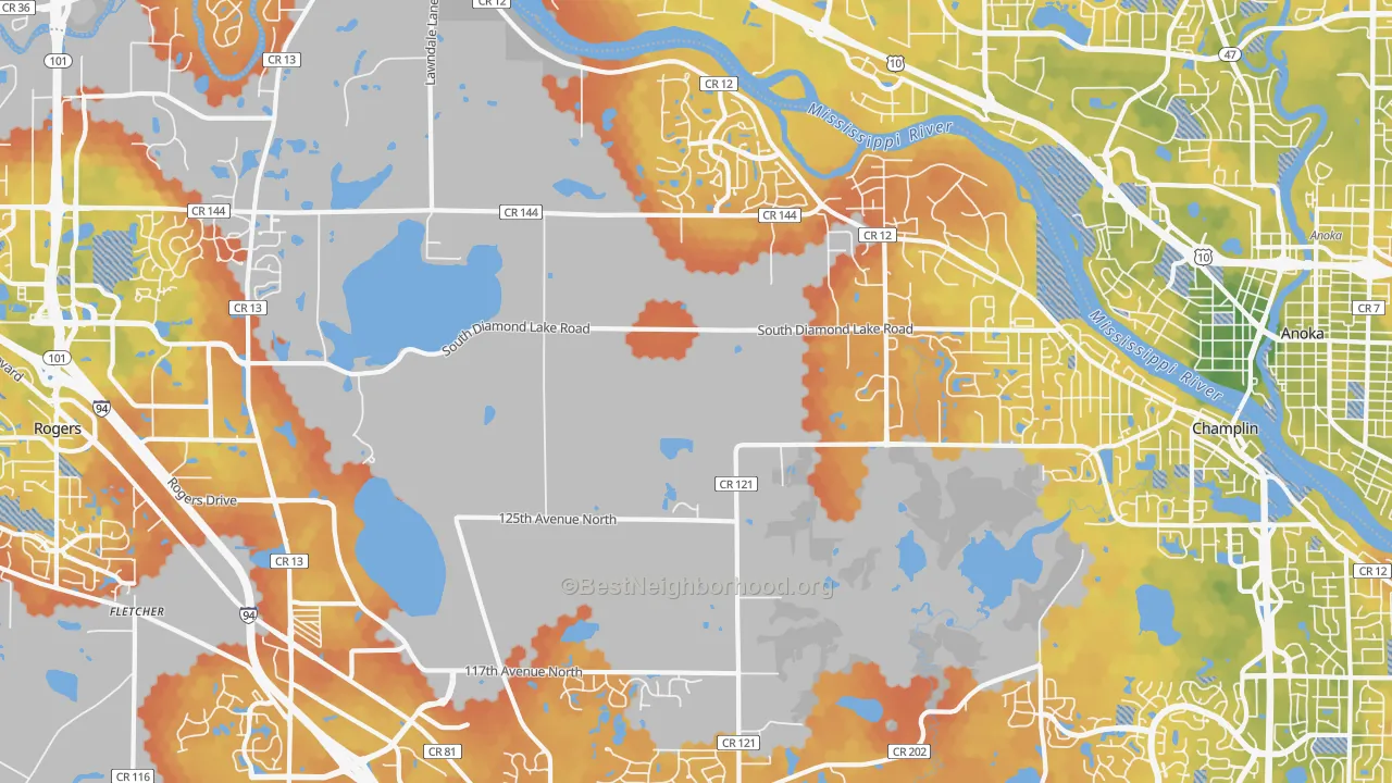 Bike Grade map of Dayton, MN