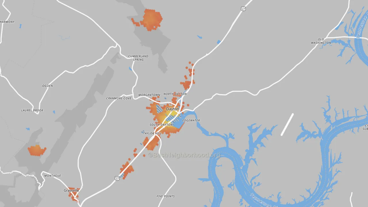 Bike Grade map of Dayton, TN