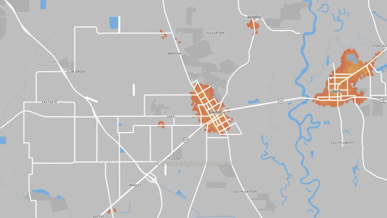 Bike Grade map of Dayton, TX