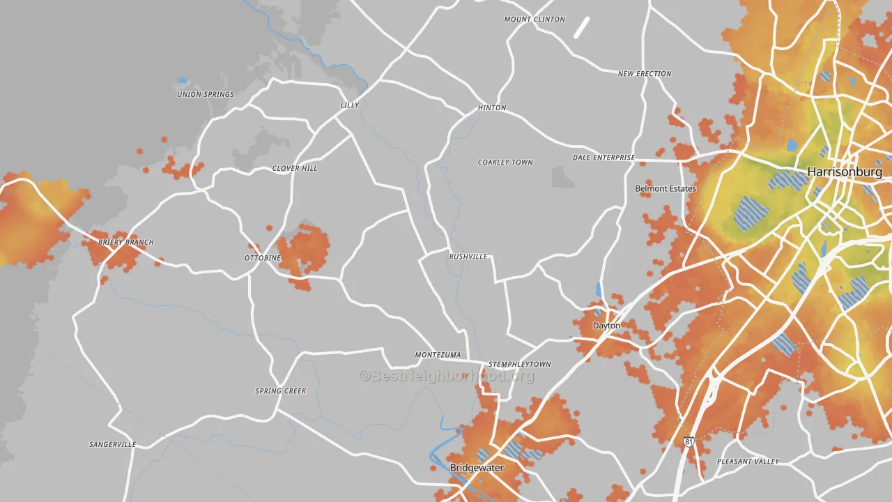 Bike Grade map of Dayton, VA