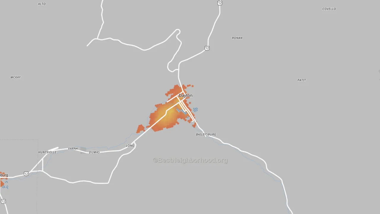 Bike Grade map of Dayton, WA