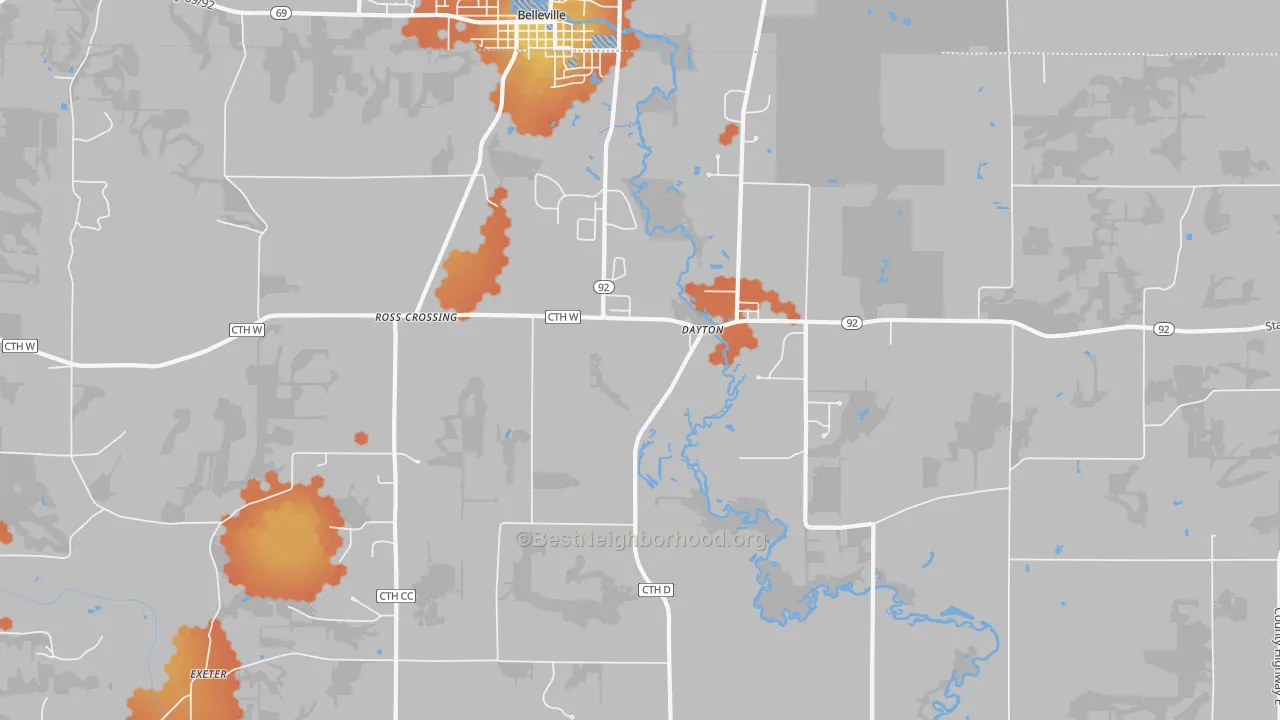 Bike Grade map of Dayton, WI