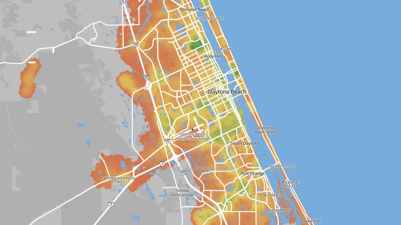 Bike Grade map of Daytona Beach, FL