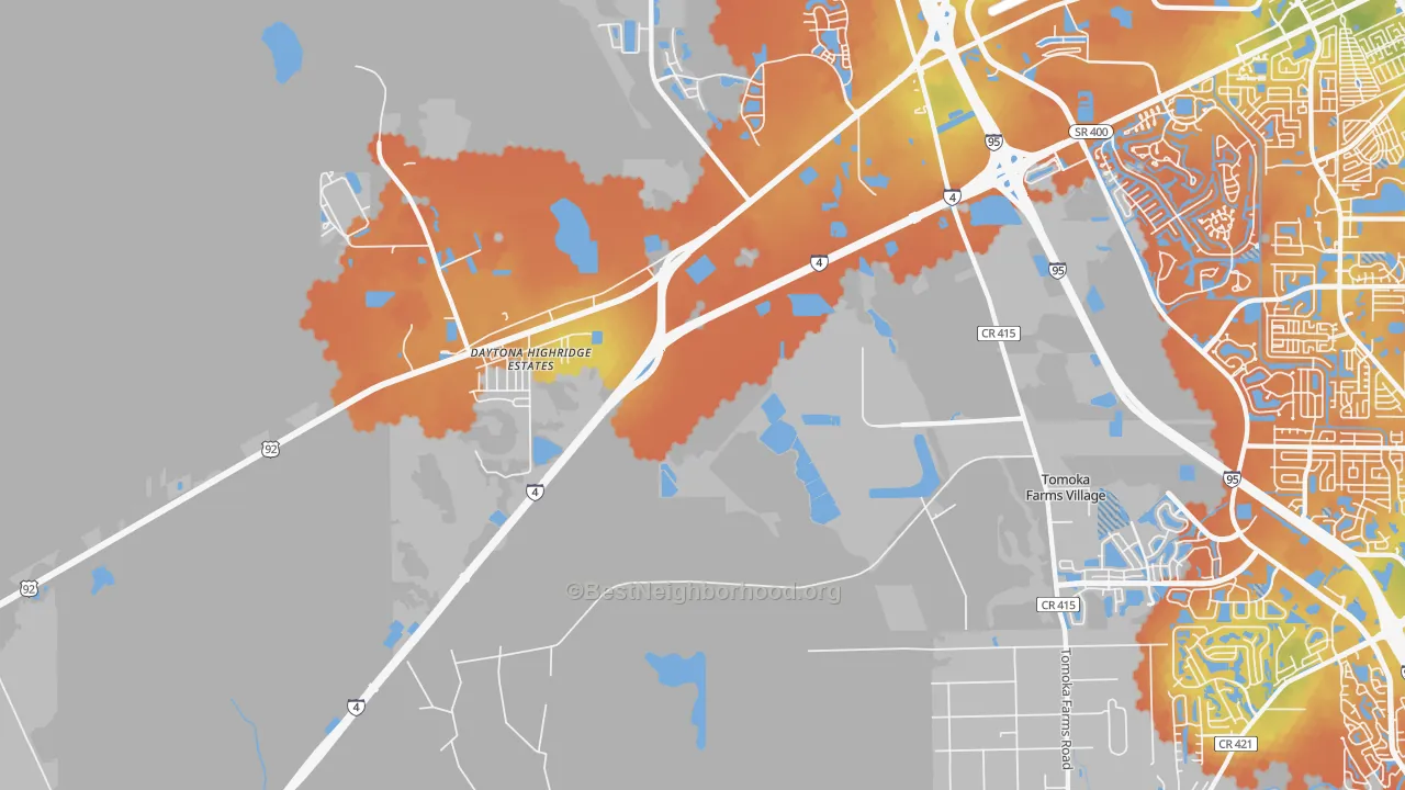 Bike Grade map of Daytona Highridge Estates, FL