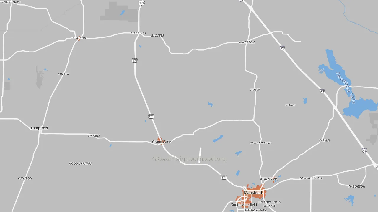 Bike Grade map of De Soto Parish, LA