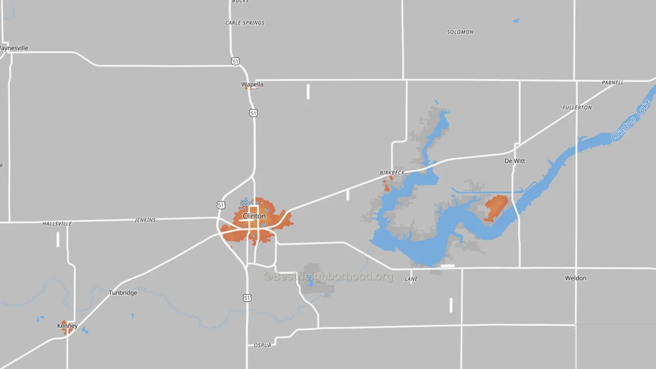 Bike Grade map of De Witt County, IL