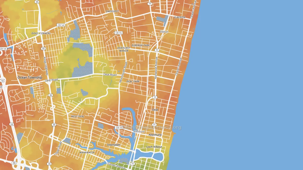 Bike Grade map of Deal, NJ