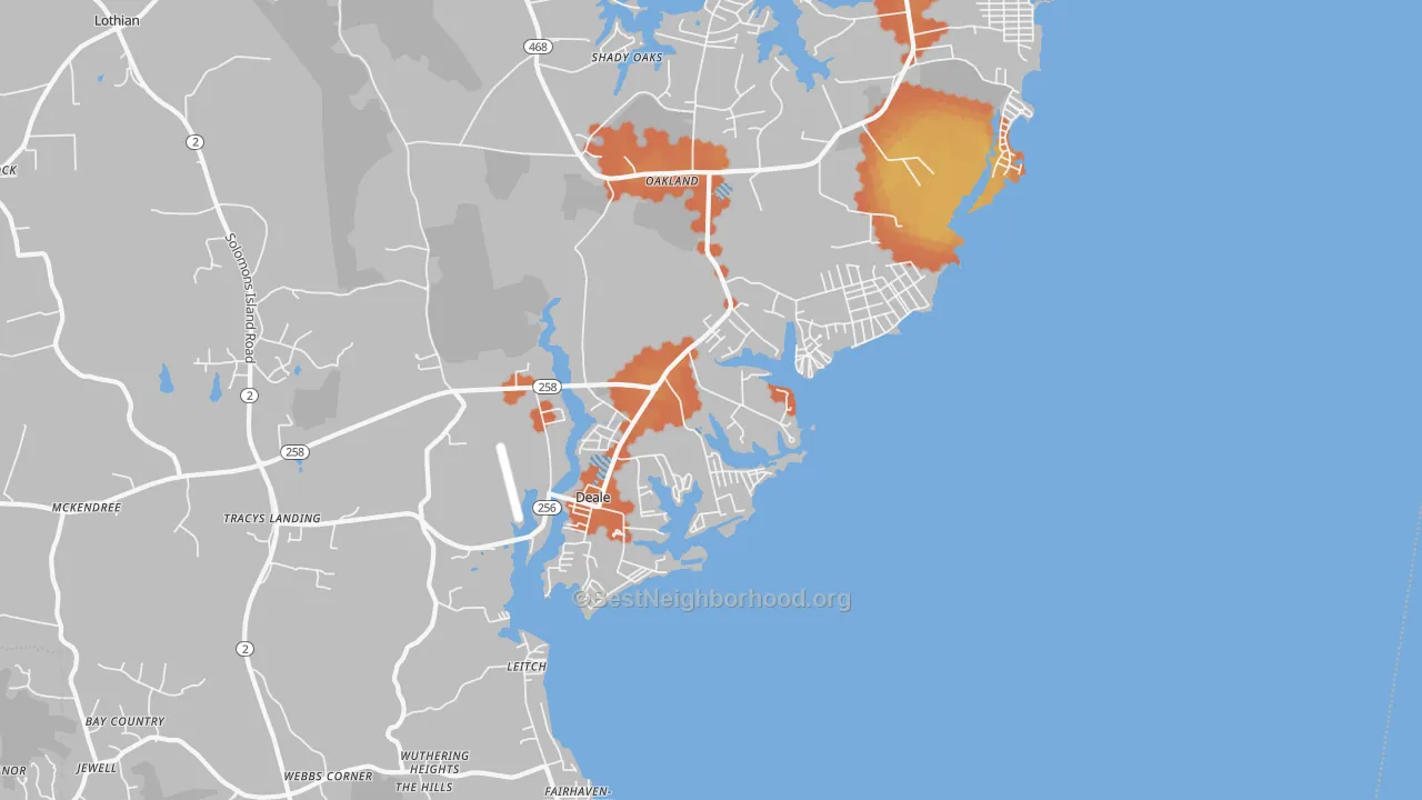 Bike Grade map of Deale, MD