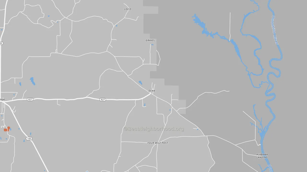 Bike Grade map of Dean, LA