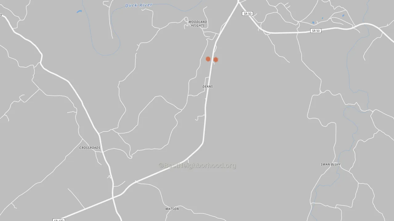 Bike Grade map of Deans, TN