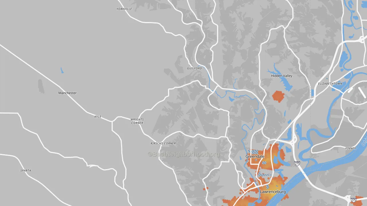Bike Grade map of Dearborn County, IN