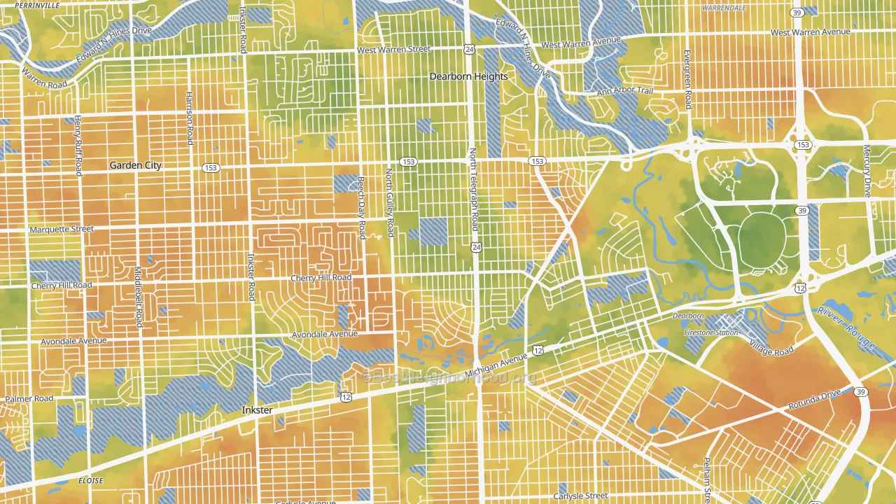 Bike Grade map of Dearborn Heights, MI