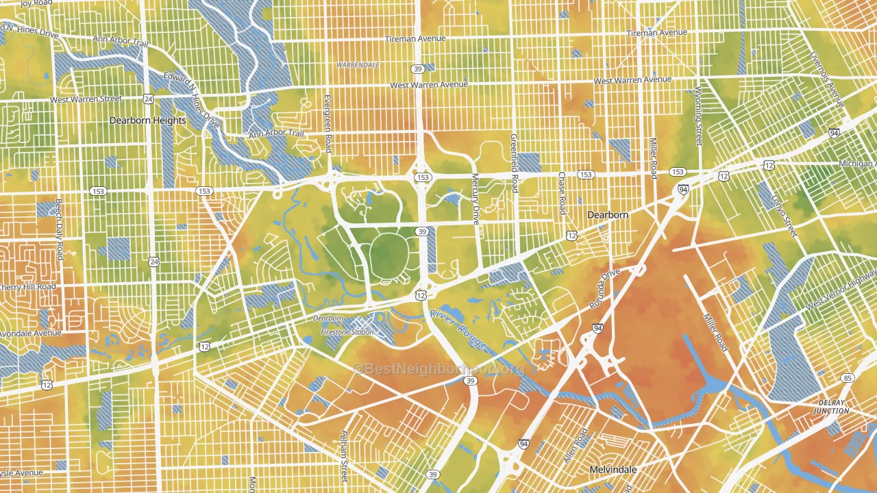 Bike Grade map of Dearborn, MI