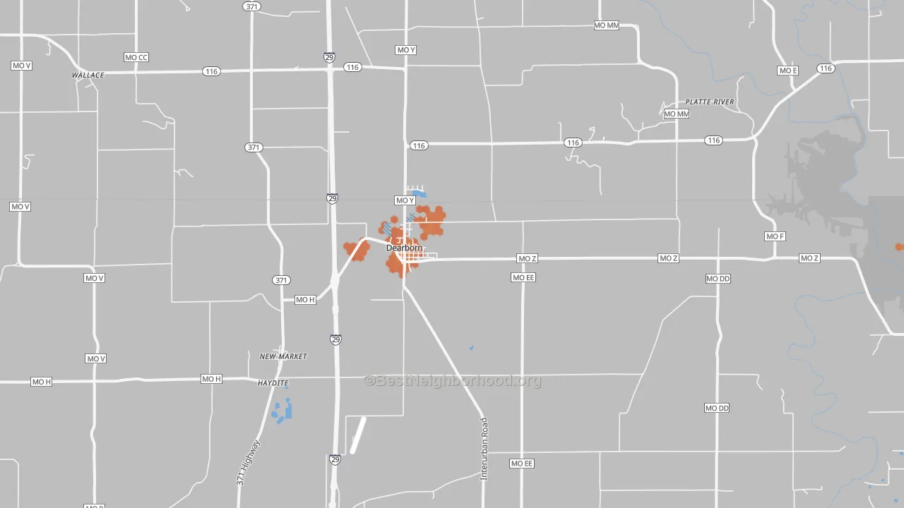 Bike Grade map of Dearborn, MO