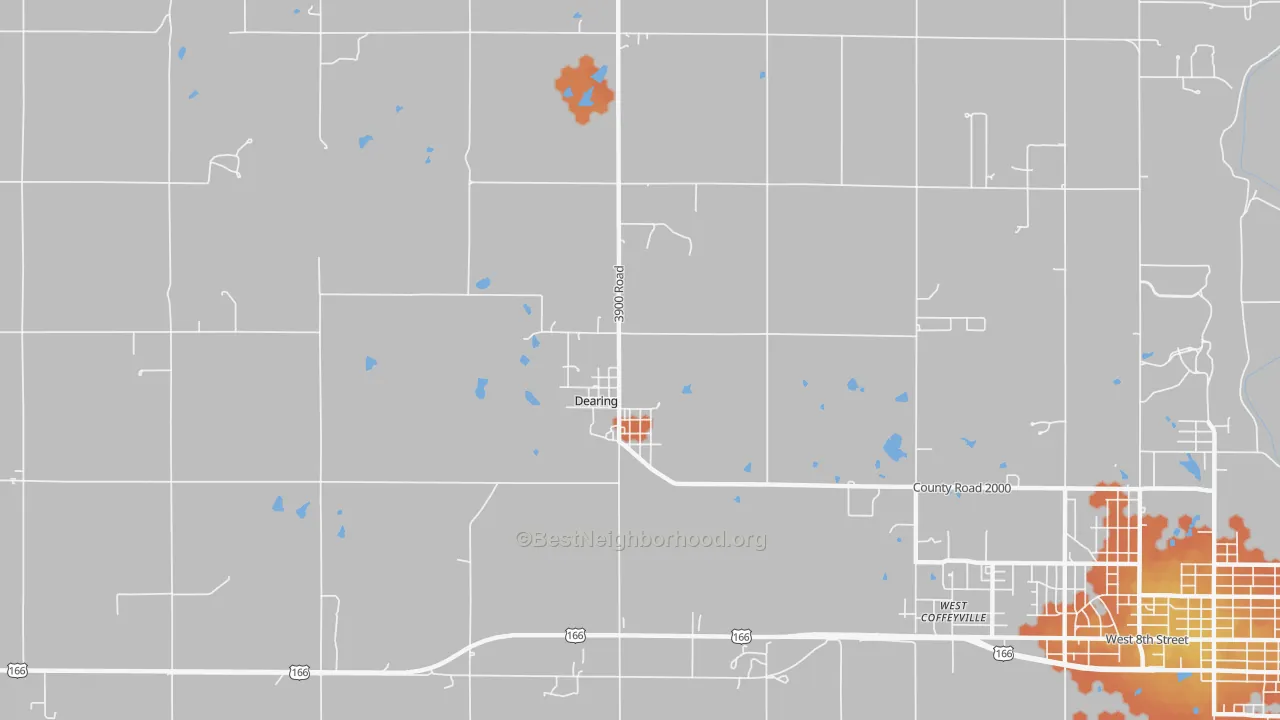 Bike Grade map of Dearing, KS