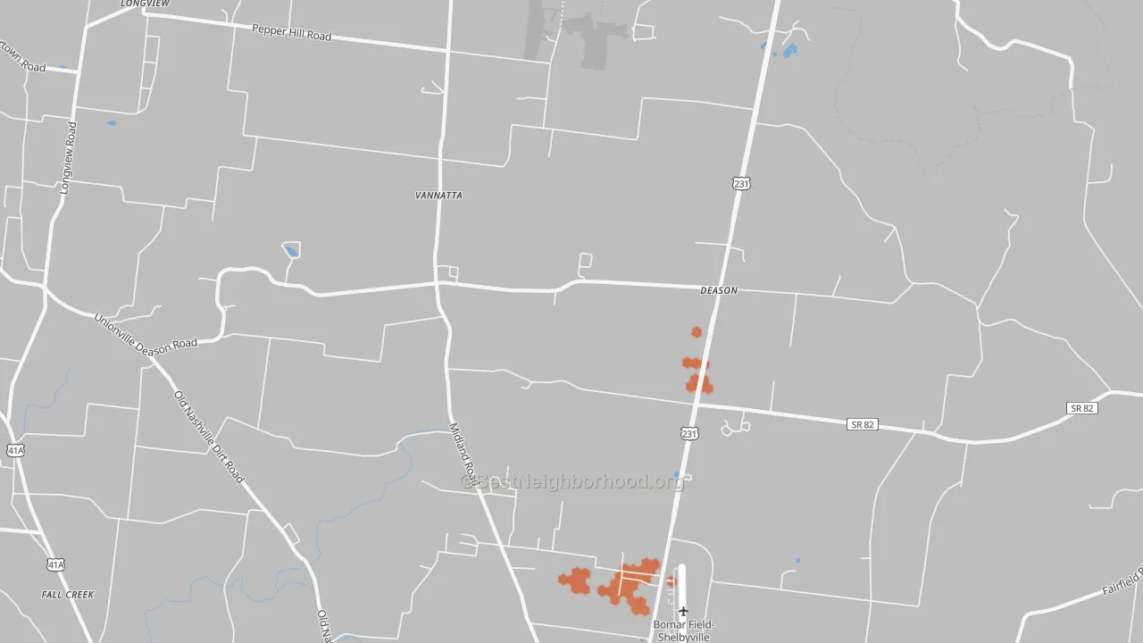 Bike Grade map of Deason, TN