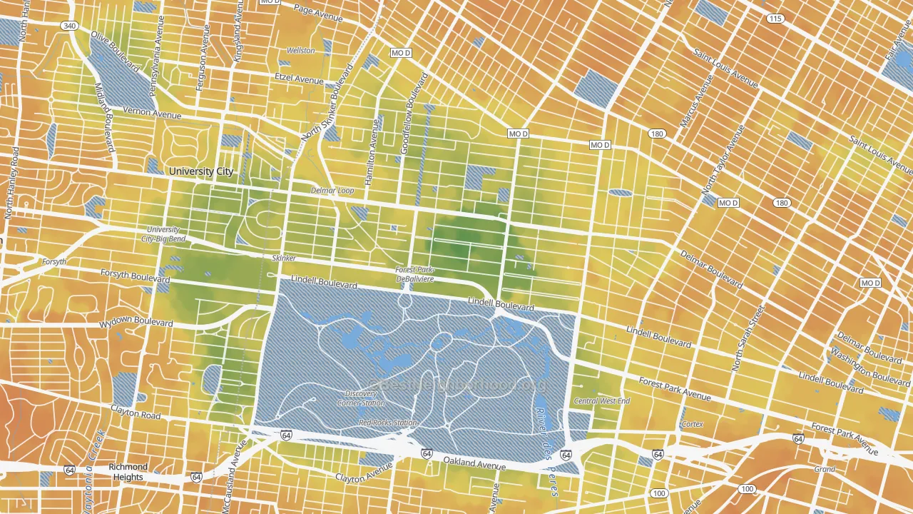 Bike Grade map of Debaliviere Place, St. Louis, MO