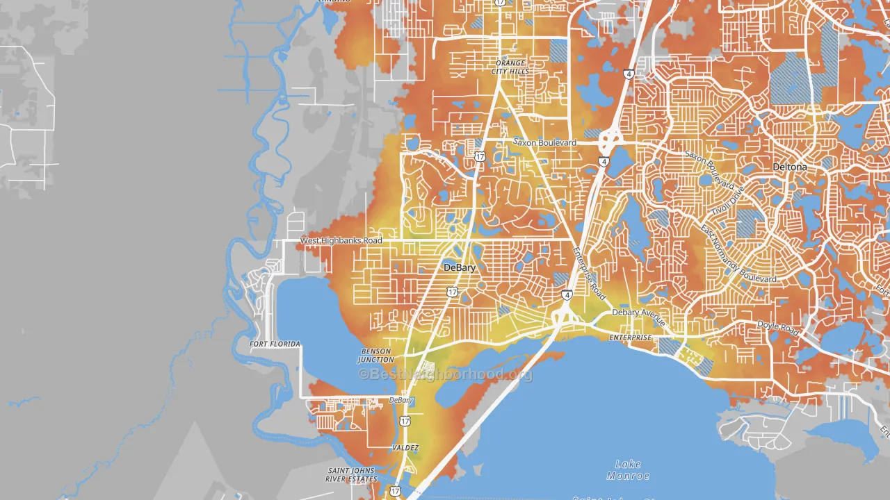 Bike Grade map of DeBary, FL