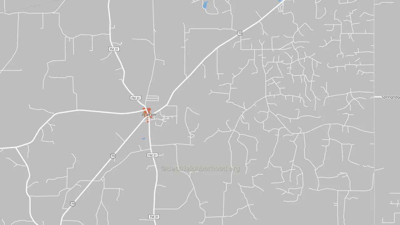 Bike Grade map of DeBerry, TX
