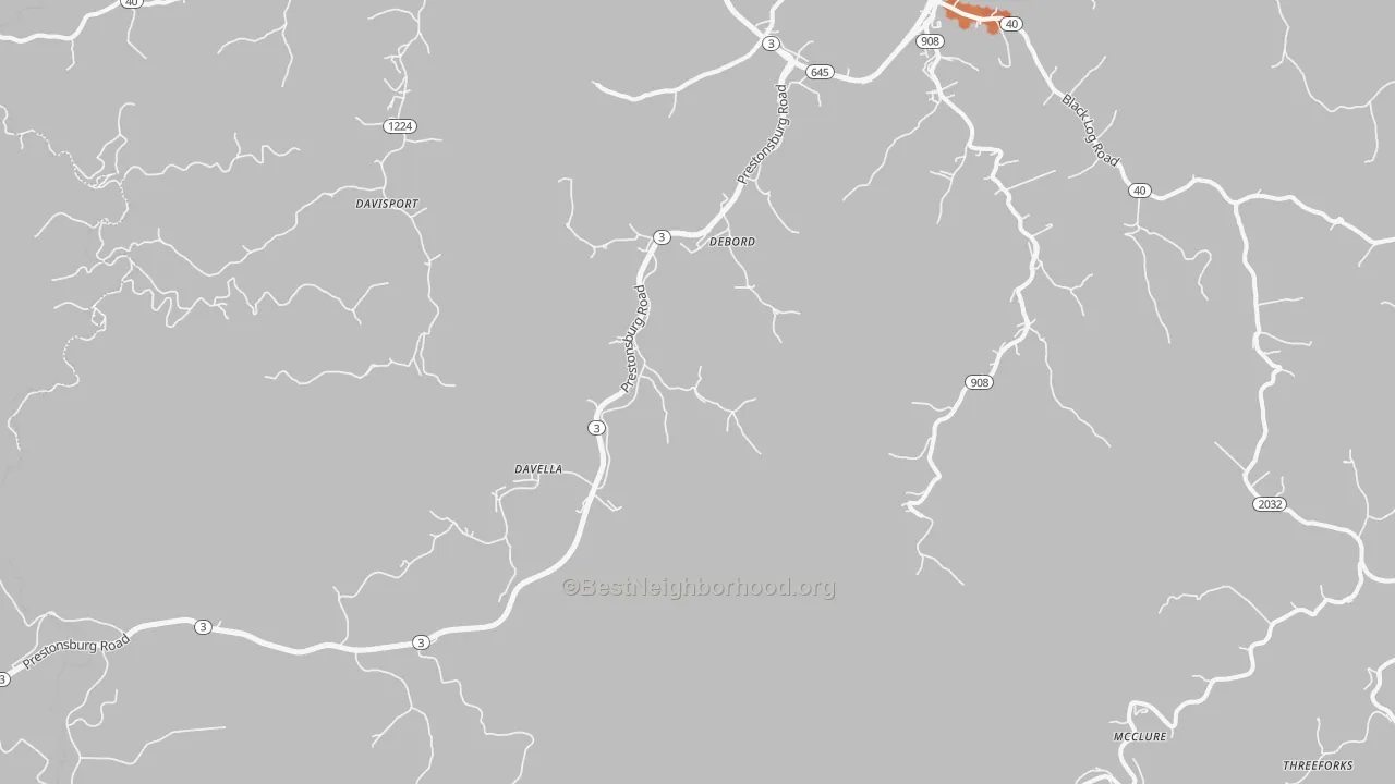 Bike Grade map of DeBord, KY