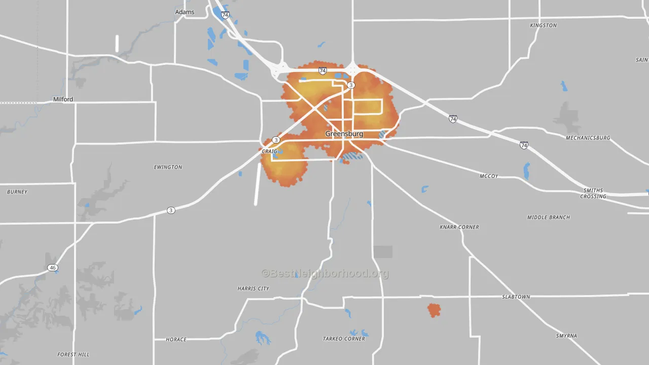 Bike Grade map of Decatur County, IN