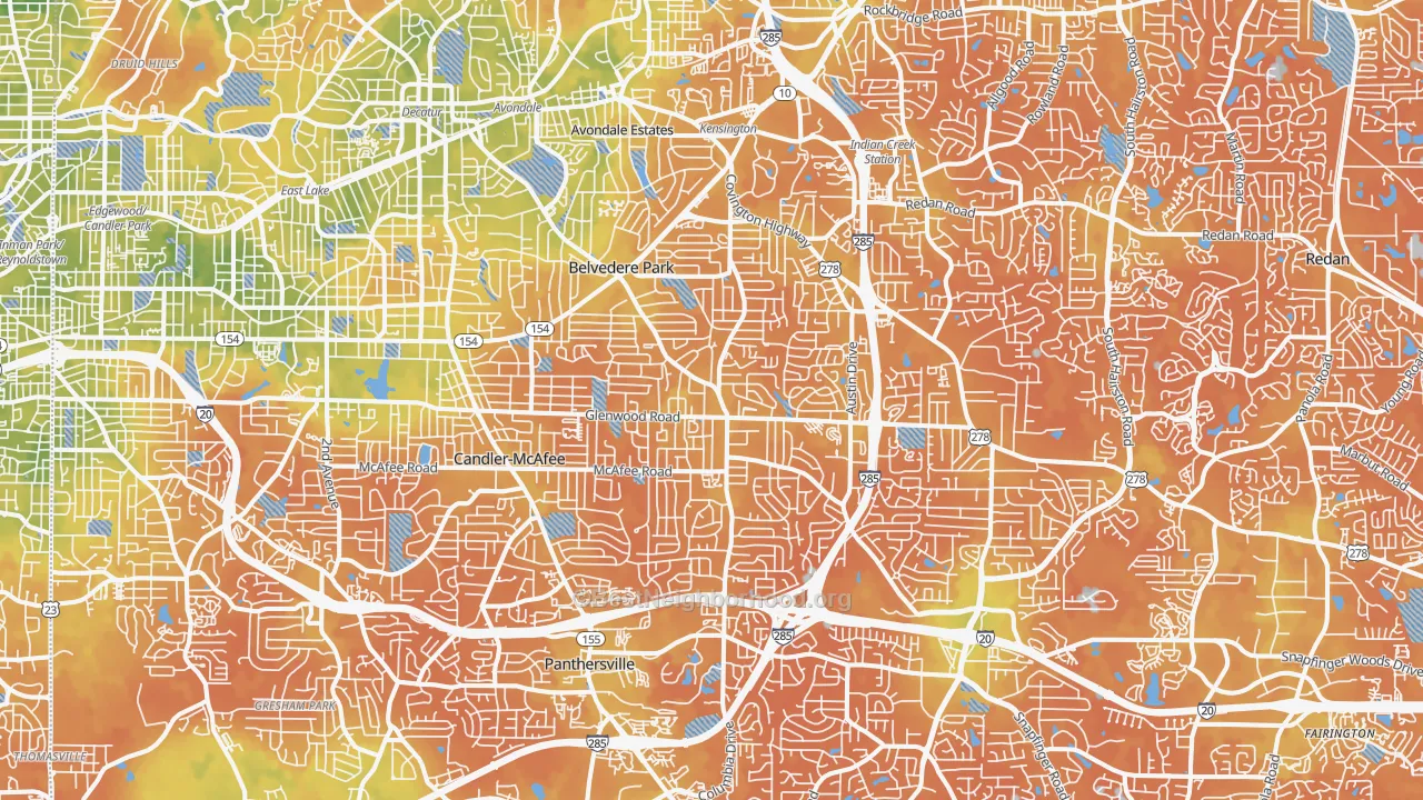 Bike Grade map of Decatur, GA