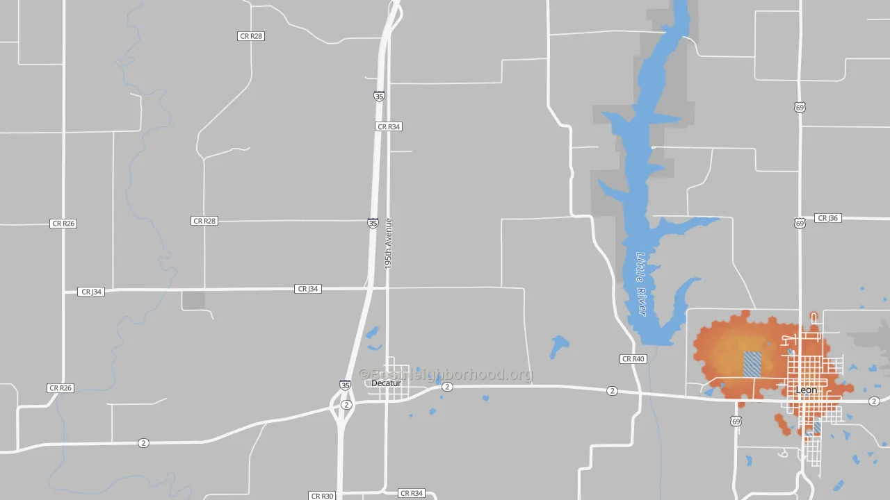 Bike Grade map of Decatur, IA