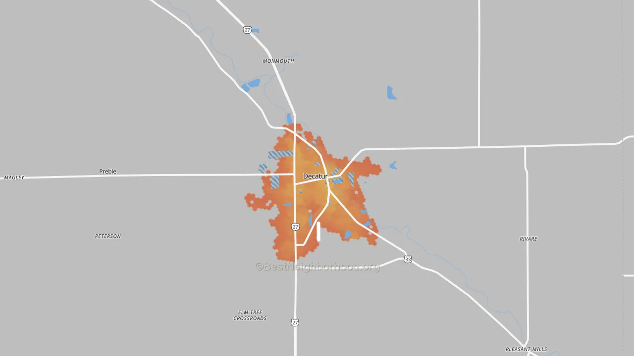 Bike Grade map of Decatur, IN