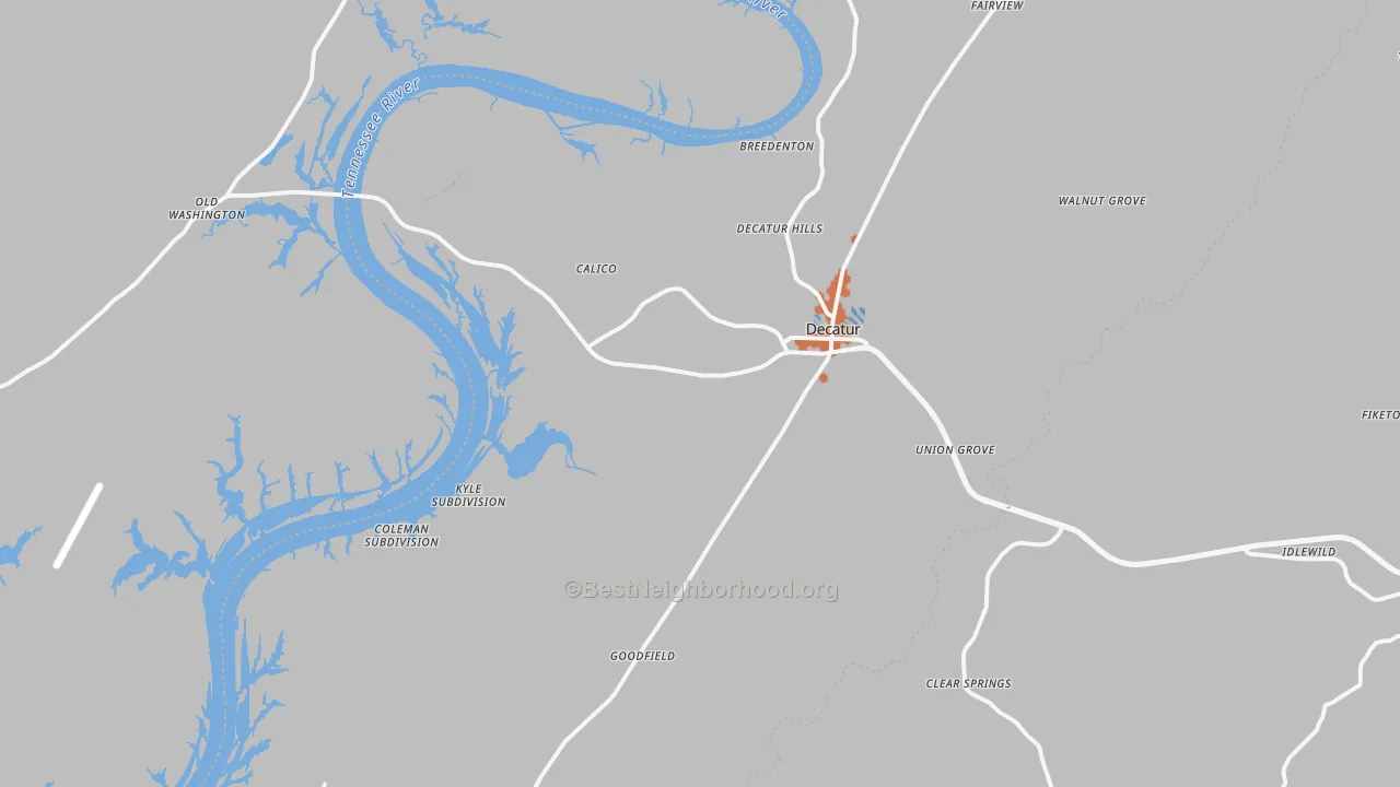 Bike Grade map of Decatur, TN