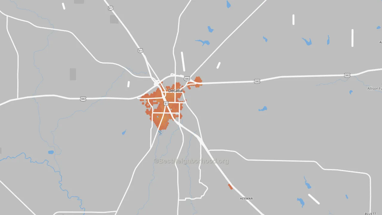 Bike Grade map of Decatur, TX