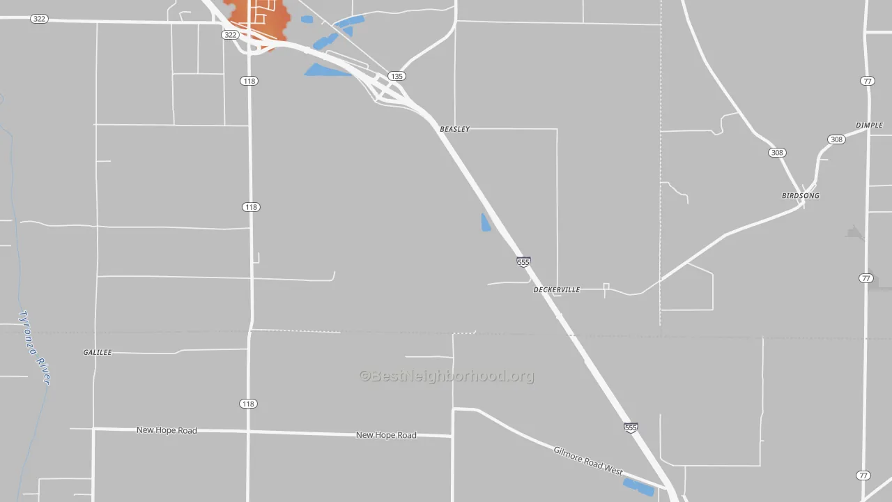 Bike Grade map of Deckerville, AR