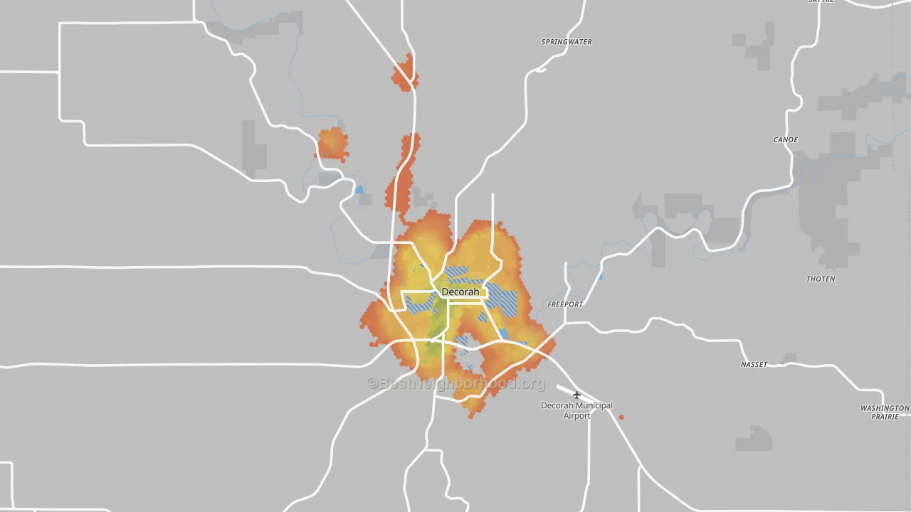 Bike Grade map of Decorah, IA