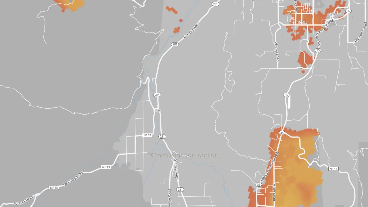 Bike Grade map of Dee, OR