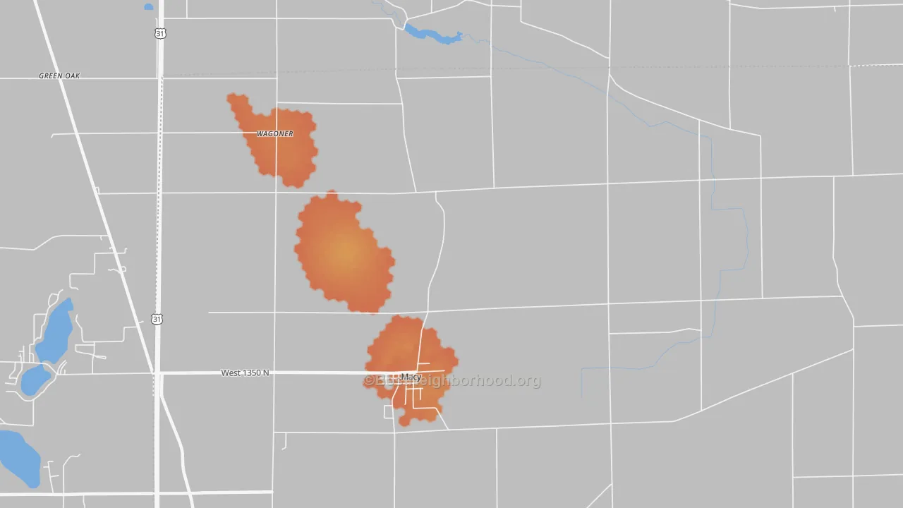Bike Grade map of Deedsville, IN