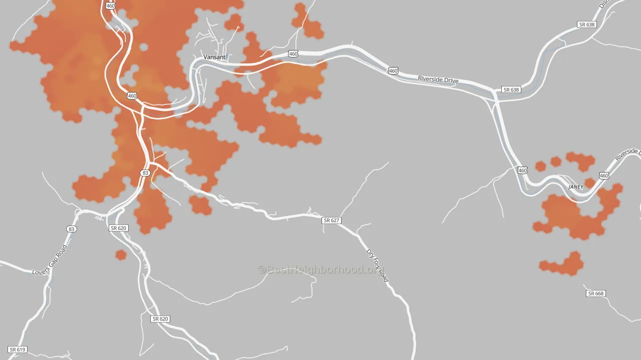 Bike Grade map of Deel, VA