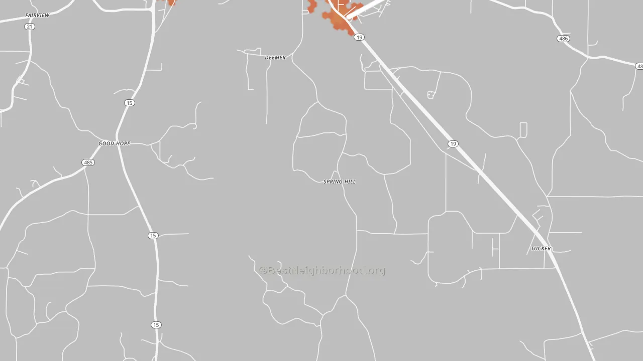Bike Grade map of Deemer, MS