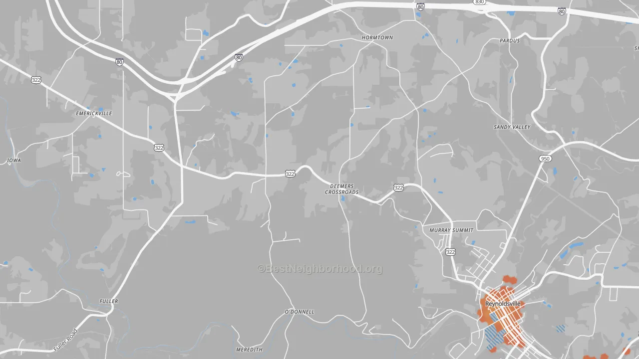 Bike Grade map of Deemers Cross Roads, PA