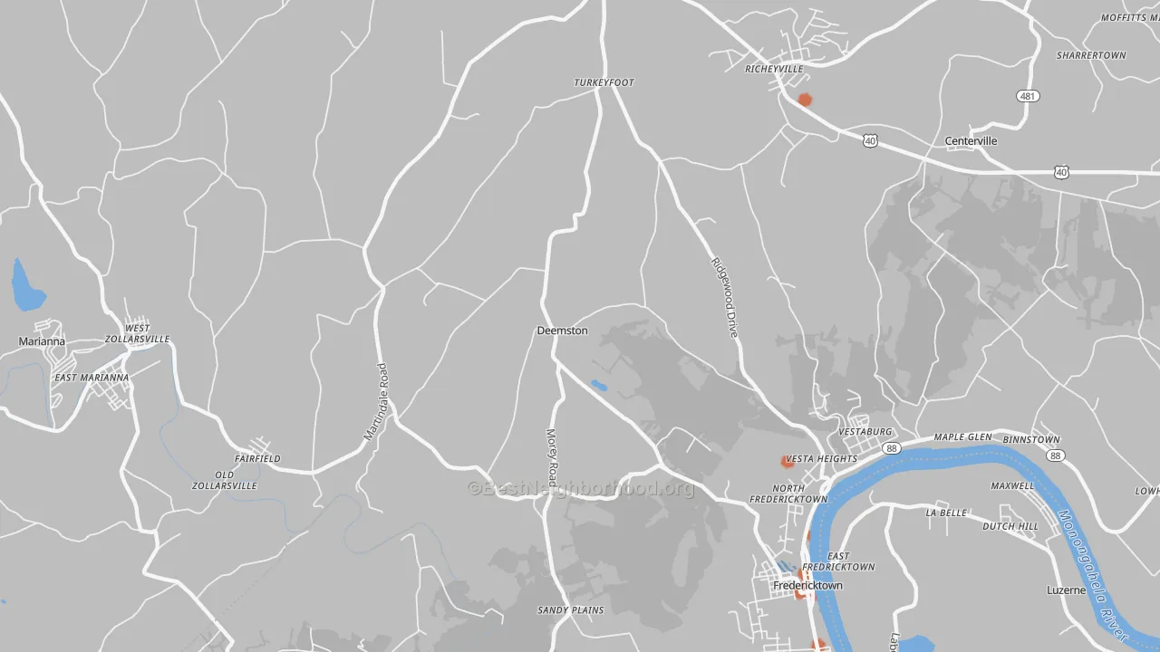 Bike Grade map of Deemston, PA