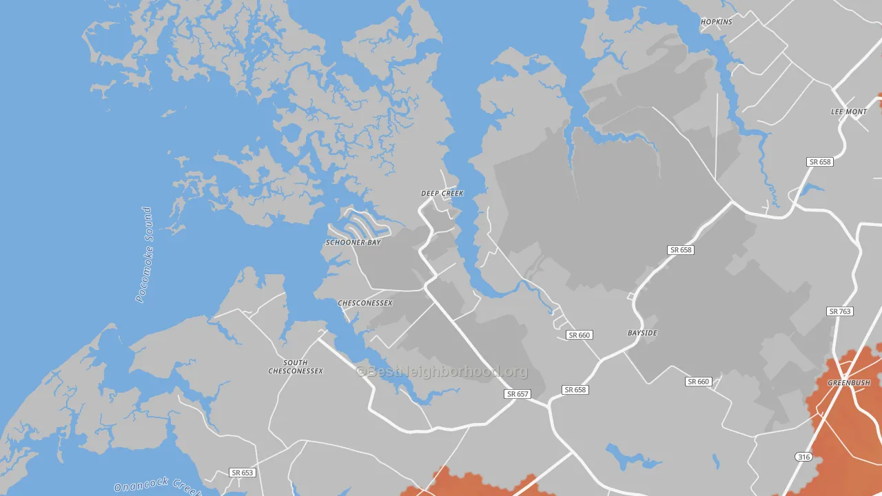 Bike Grade map of Deep Creek, VA