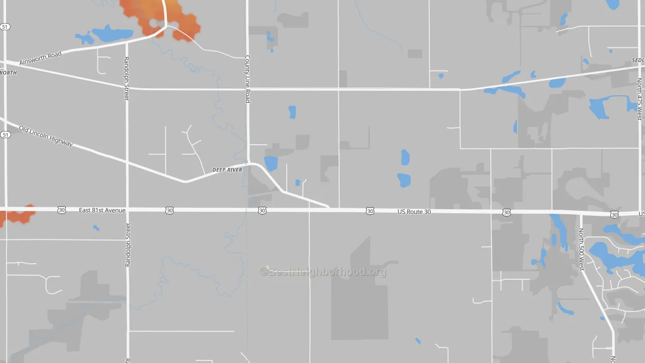 Bike Grade map of Deep River, IN
