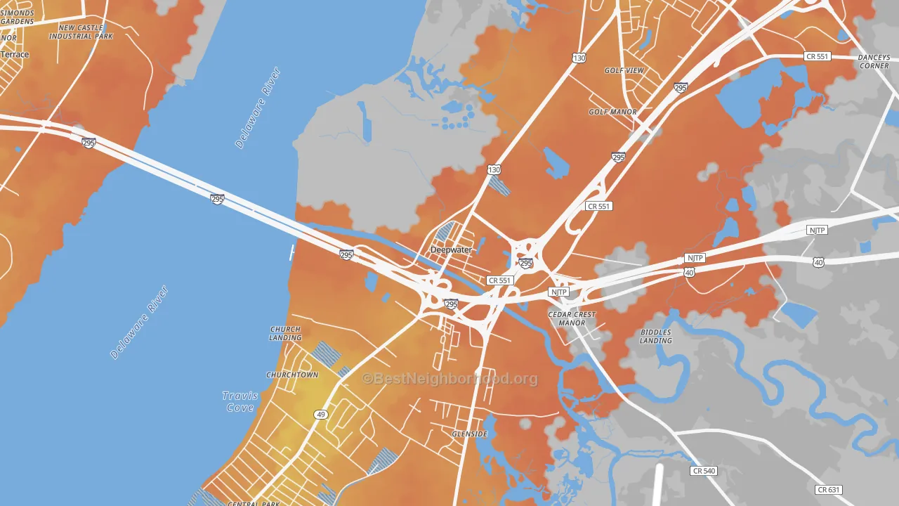 Bike Grade map of Deepwater, NJ