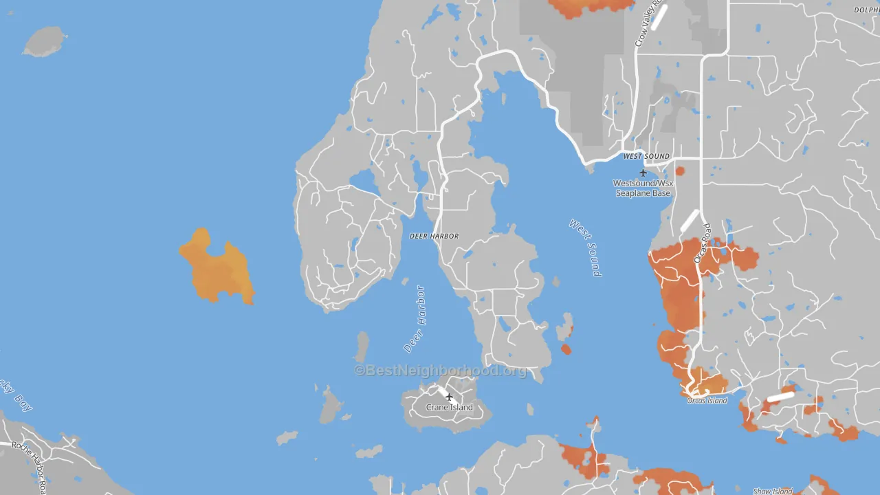 Bike Grade map of Deer Harbor, WA
