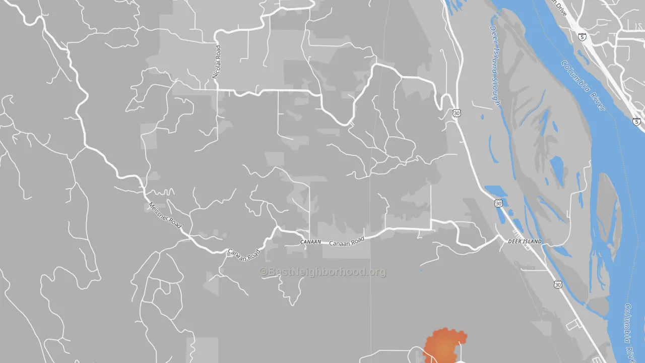 Bike Grade map of Deer Island, OR