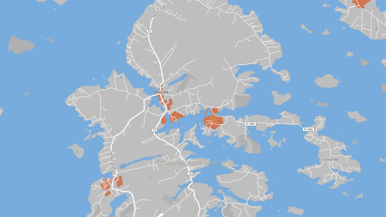 Bike Grade map of Deer Isle, ME