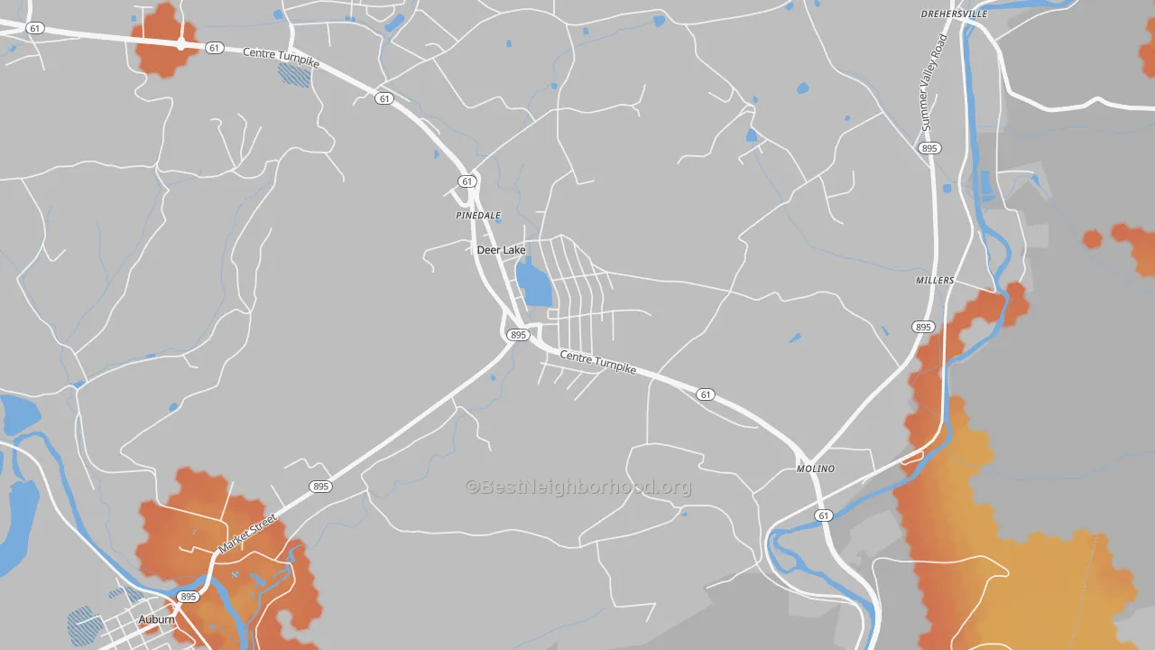 Bike Grade map of Deer Lake, PA